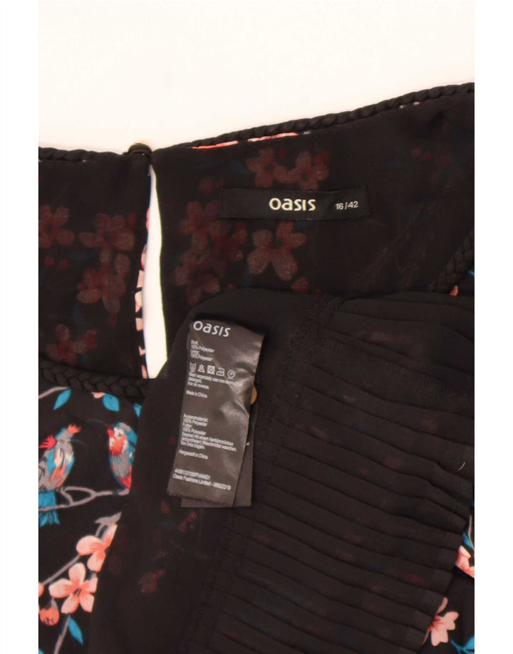 Camicetta senza maniche da donna Oasis UK 16 Grande poliestere floreale nero