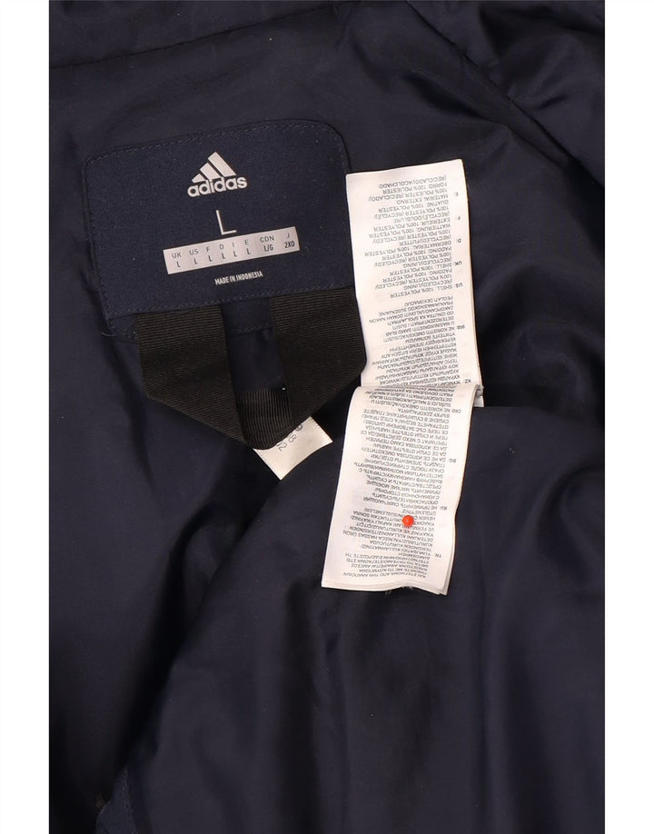Giacca a vento con cappuccio da uomo Adidas UK 40 Large in poliestere blu navy