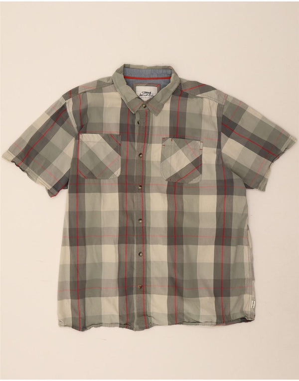 Camicia a maniche corte da uomo Weird Fish 3XL in cotone a quadri kaki