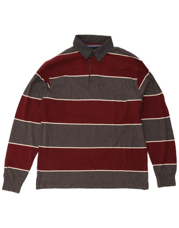 Polo da rugby da uomo a maniche lunghe Gant XL in cotone a righe bordeaux