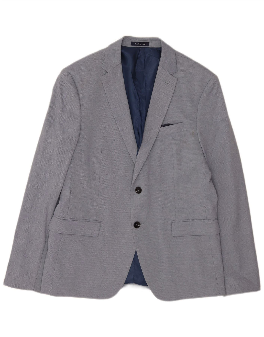 Giacca blazer da uomo a 2 bottoni Zara EU 52 grande poliestere blu