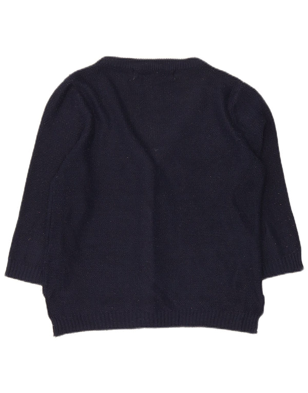 Maglione cardigan con maniche a 3/4 da donna Zara UK 12 Acrilico blu navy medio