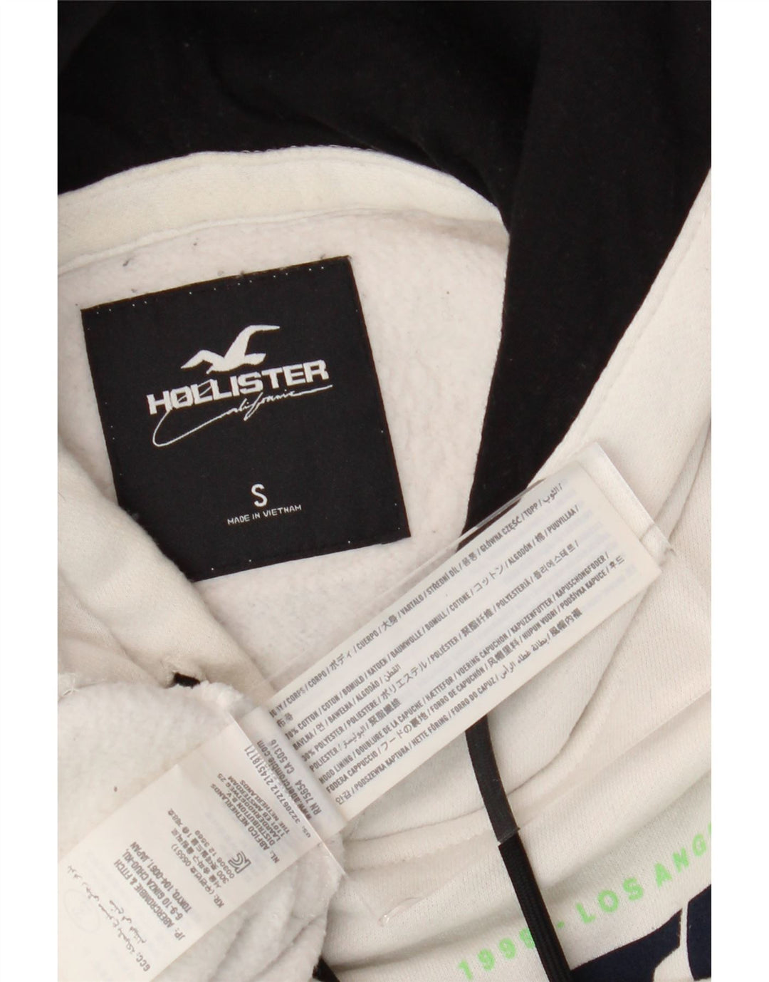 Maglione con cappuccio grafico da uomo HOLLISTER piccolo in cotone bianco