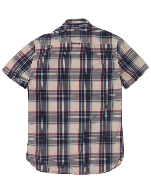 Camicia a maniche corte da uomo Superdry a quadri blu medio