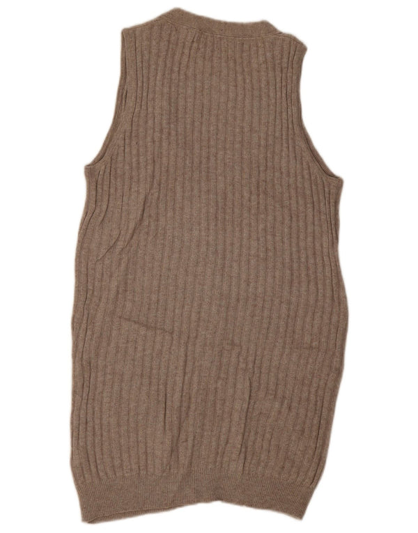 Maglione cardigan senza maniche lungo da donna Zara UK 14 Cotone beige medio