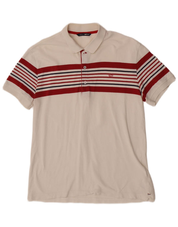 Polo da uomo Gas XL in cotone a righe bianche