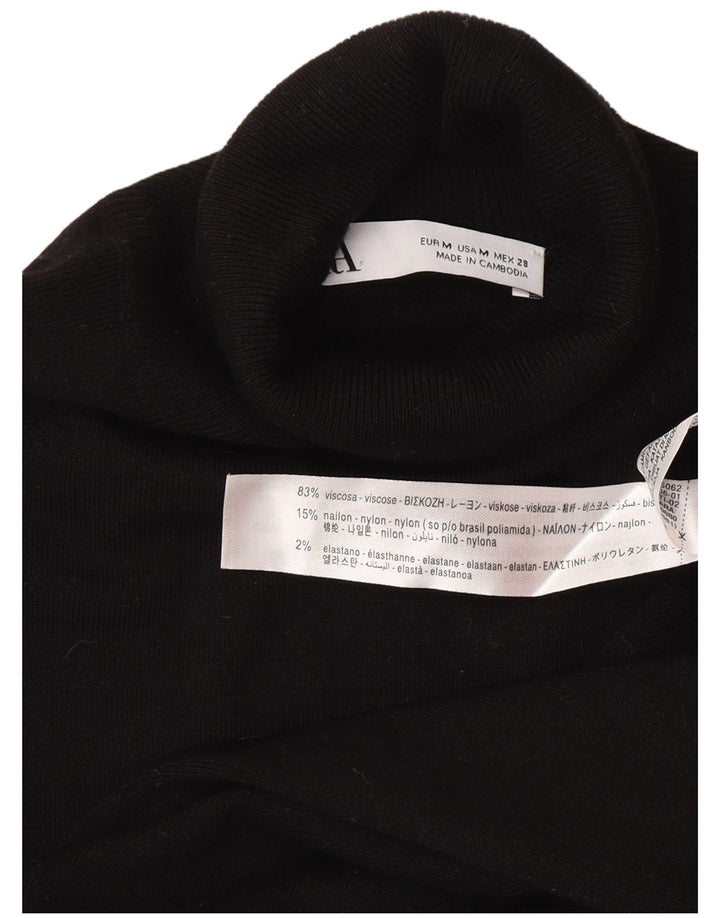 Maglione Zara da donna a maniche corte con collo alto, UK 12, medio, nero