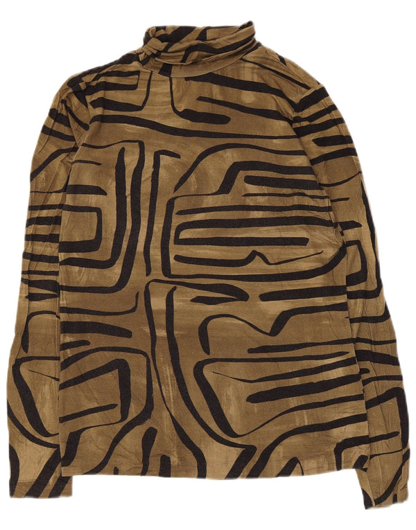 Jigsaw Top da donna a maniche lunghe UK 10 Small Marrone geometrico in viscosa
