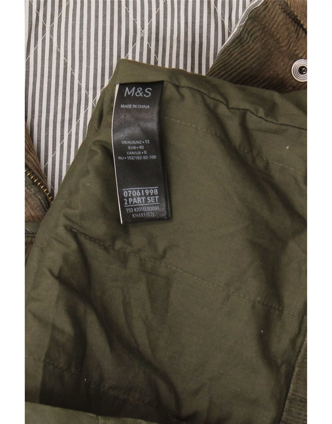 Giacca da donna in cotone cerato con cappuccio Marks & Spencer UK 12 medio cachi