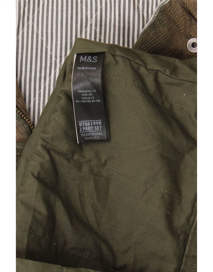 Giacca da donna in cotone cerato con cappuccio Marks & Spencer UK 12 medio cachi