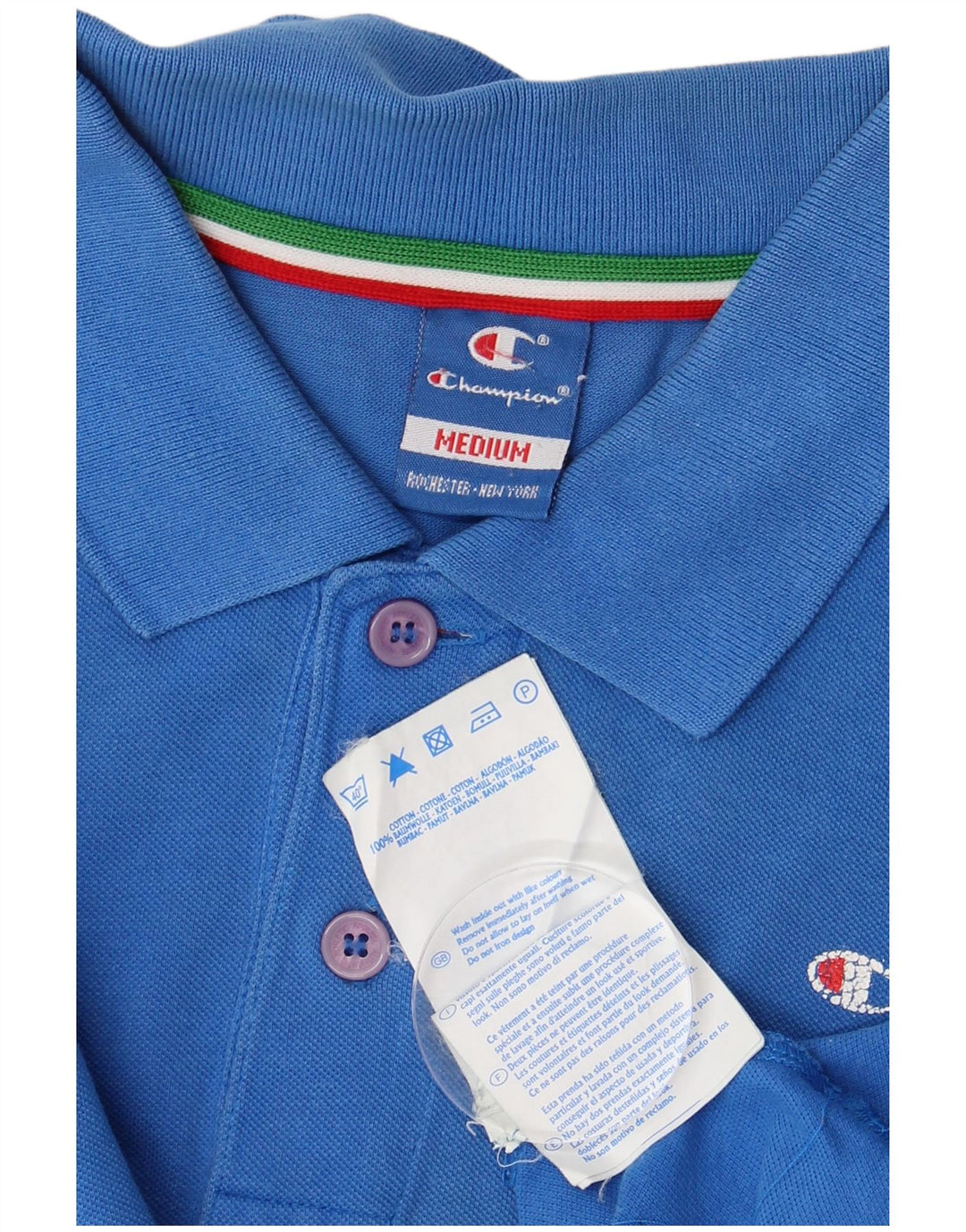 Polo da uomo Champion in cotone blu medio