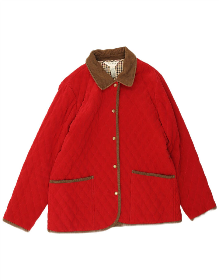Giacca trapuntata oversize da donna Orvis UK 16 grande poliestere rosso