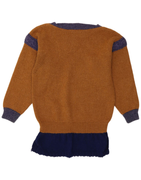 Maglione maglione con scollo a barca da donna Niki Line UK 12 Blocco colore marrone medio