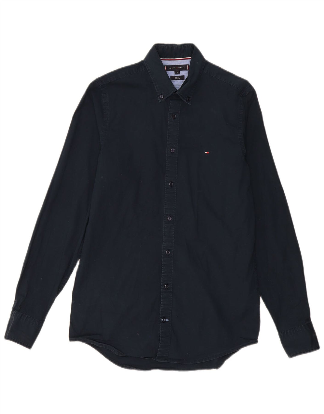 TOMMY HILFIGER Mens Stretch Slim Fit Shirt Small Navy Blue Cotton