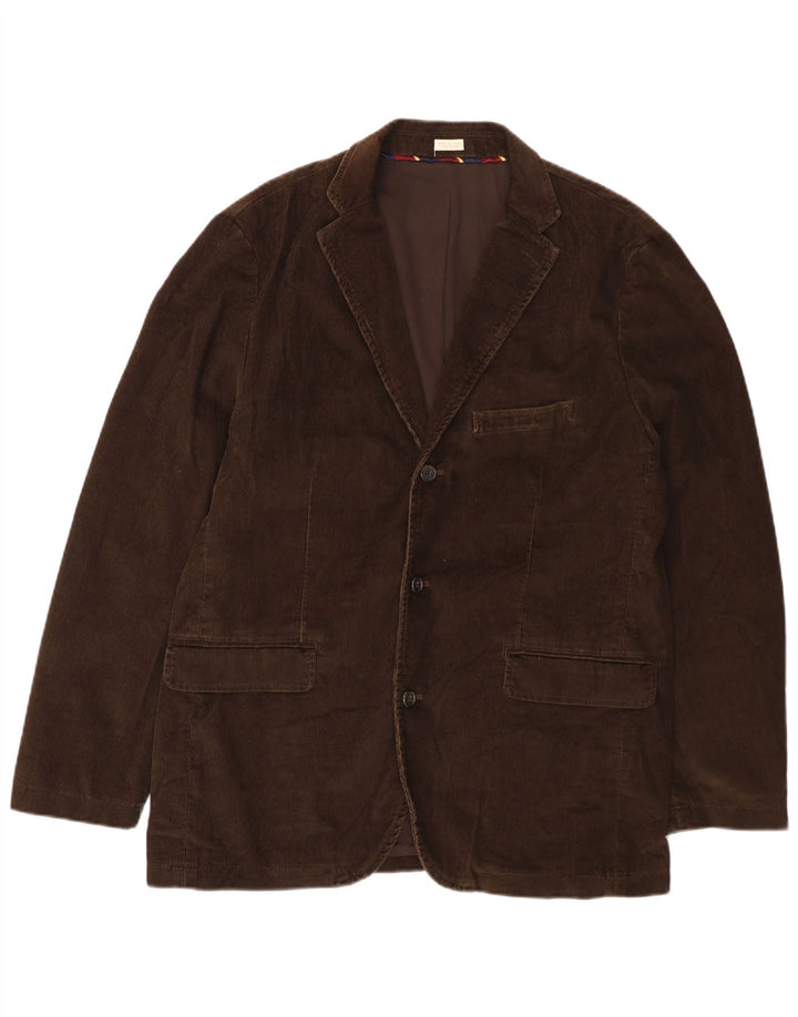 J. CREW Giacca blazer da uomo in velluto a coste a 3 bottoni UK 40 grande cotone marrone