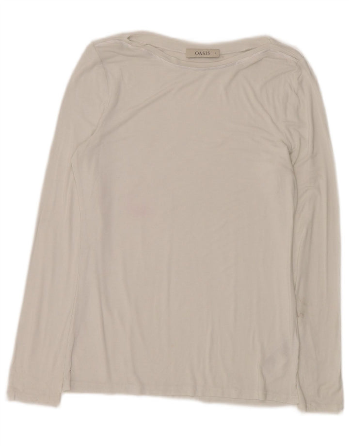 Top da donna a maniche lunghe OASIS UK 10 piccolo bianco in viscosa