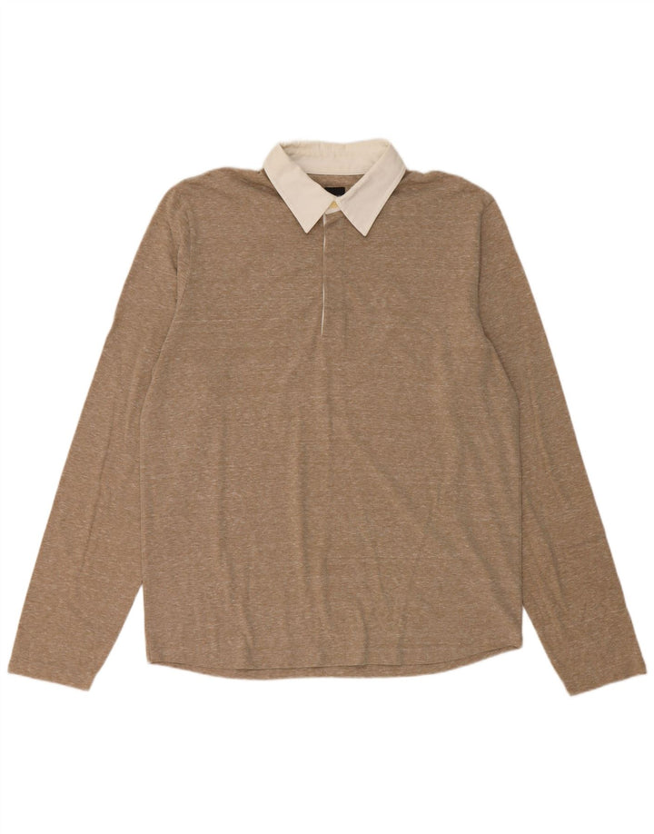 Polo a maniche lunghe da uomo Hugo Boss Beige medio chiazzato