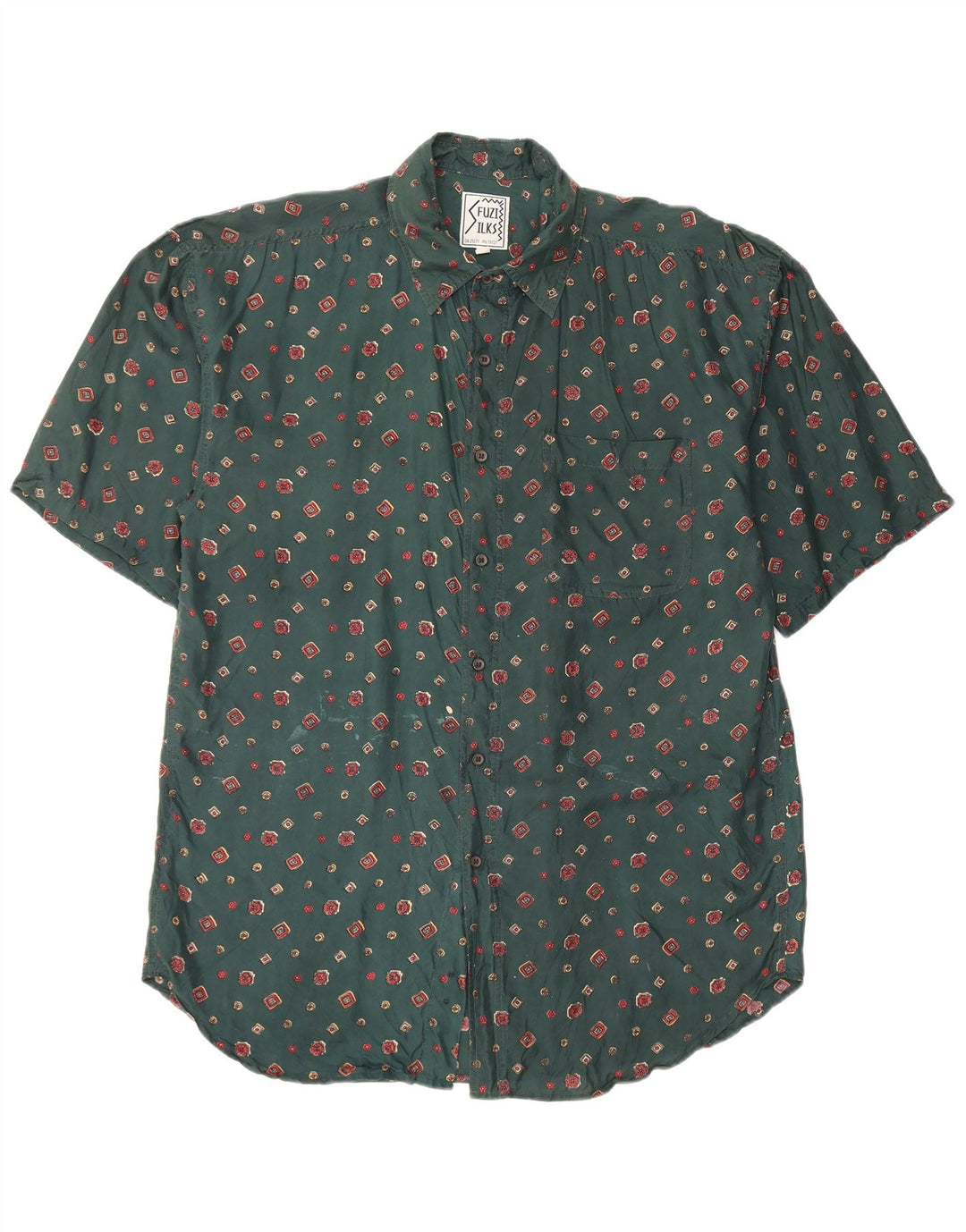 Camicia a maniche corte da uomo Fuzi Silks grande floreale verde