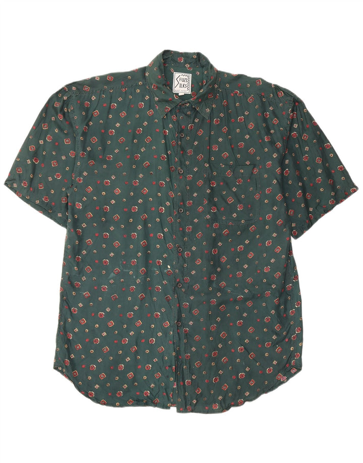 Camicia a maniche corte da uomo Fuzi Silks grande floreale verde