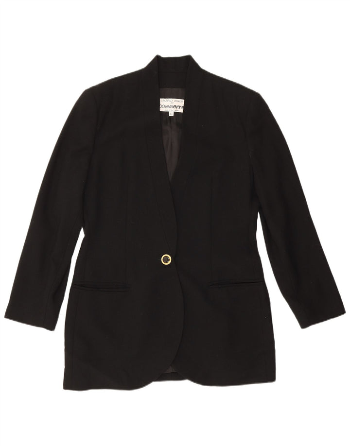 Giacca blazer vintage da donna a 1 bottone IT 44 media nera