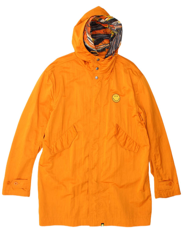 Impermeabile da uomo con cappuccio Smiley Pretty Green UK 40 Grande poliestere arancione