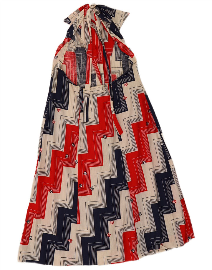 Abito vintage da donna alla caviglia IT 46 Grande cotone geometrico multicolore