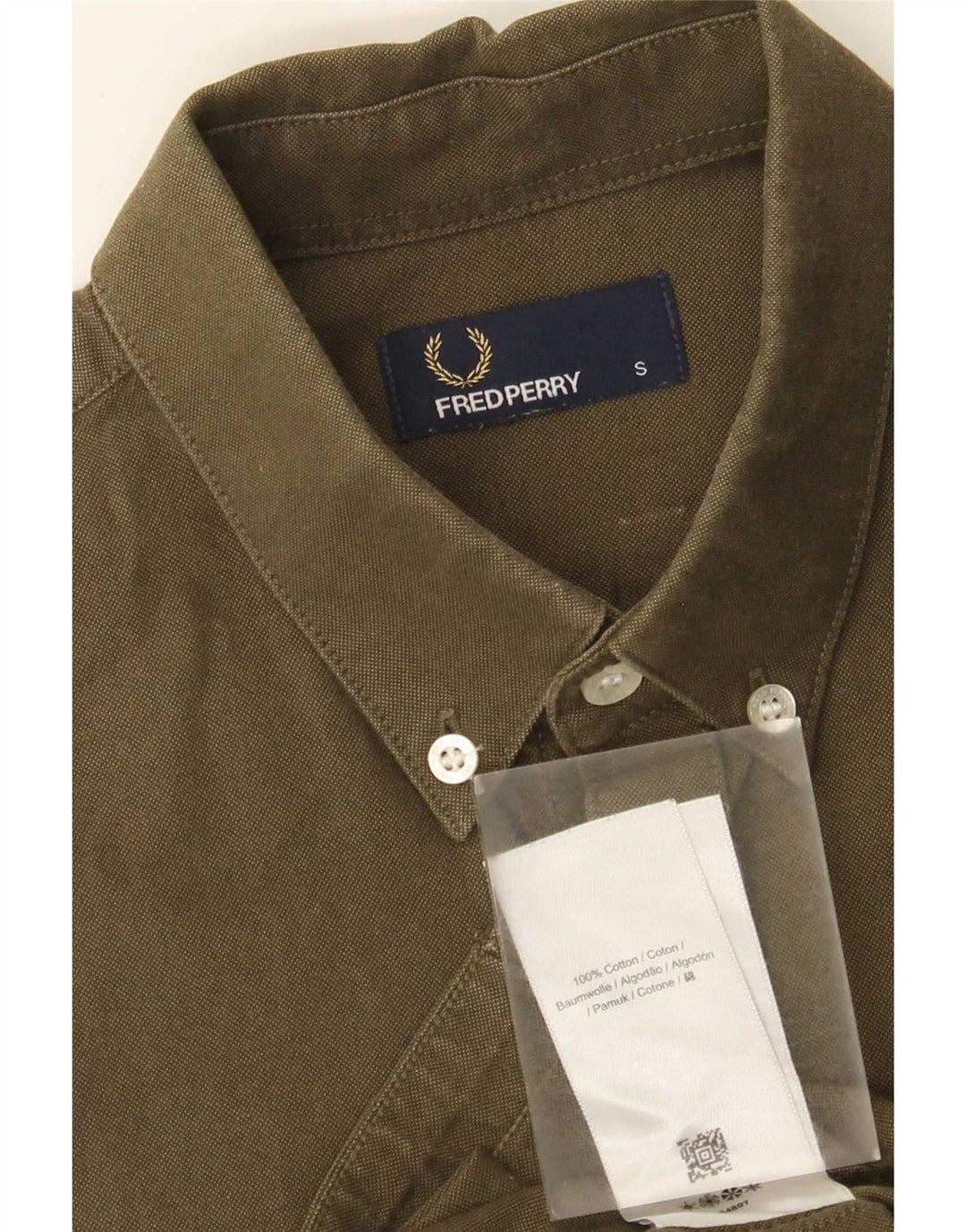 Camicia da uomo a maniche corte Regular Fit Fred Perry piccola in cotone verde