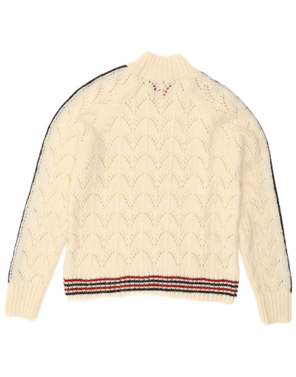 Maglione maglione da donna con collo alto Superdry UK 8 Small Off White Striped