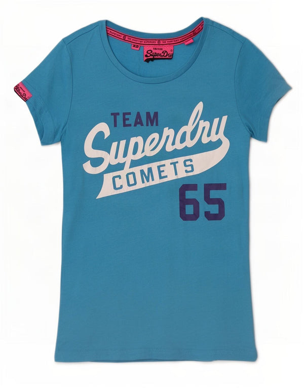 T-shirt grafica da donna Superdry Top UK 6 XS blu cotone