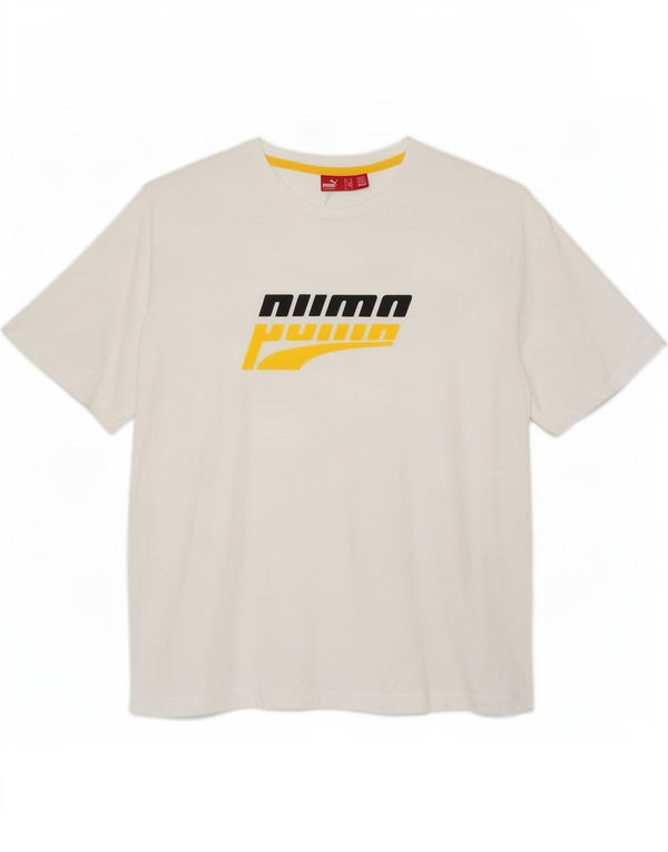 T-shirt grafica da uomo Puma Top XL in cotone bianco