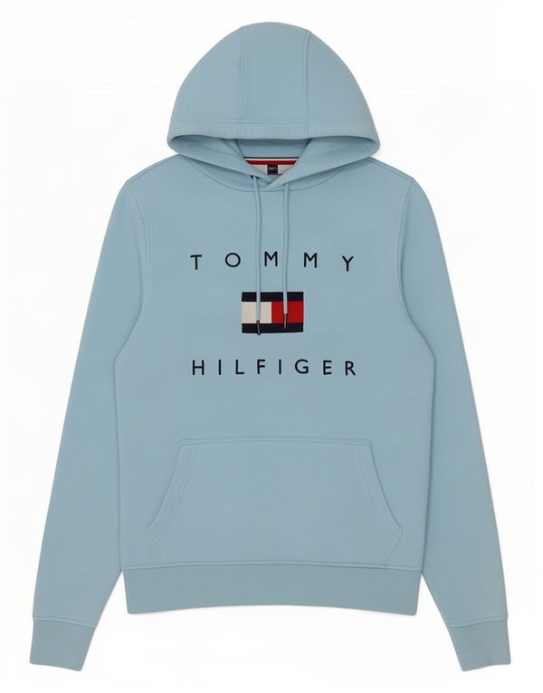 Maglione con cappuccio grafico da donna Tommy Hilfiger UK 12 Cotone blu medio
