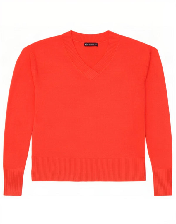 Maglione da donna con scollo a V Marks & Spencer UK 14 Large Acrilico arancione