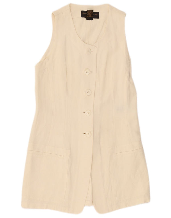 Giacca blazer da donna a 5 bottoni lunga da donna Donna Karan UK 12 medio bianco sporco
