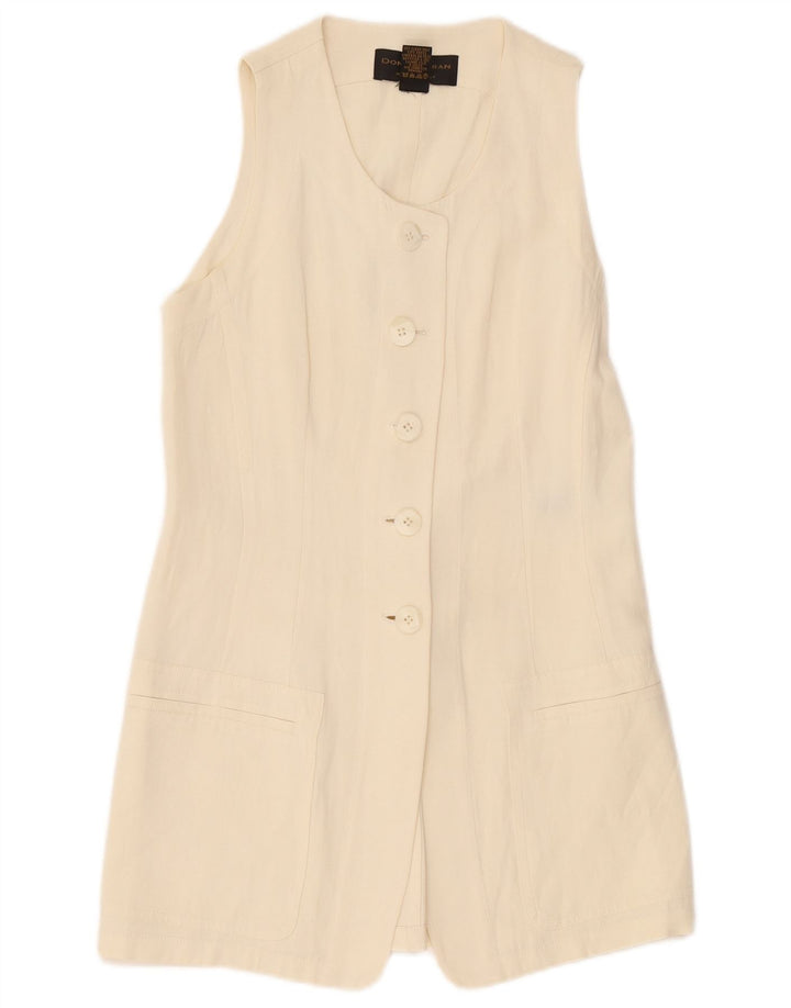 Giacca blazer da donna a 5 bottoni lunga da donna Donna Karan UK 12 medio bianco sporco