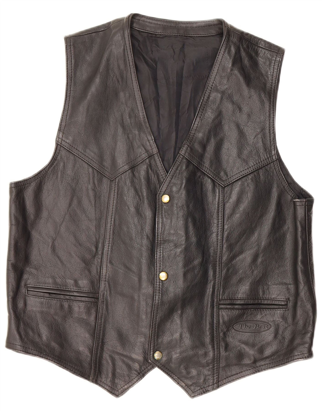 Gilet in pelle da uomo VINTAGE medio nero