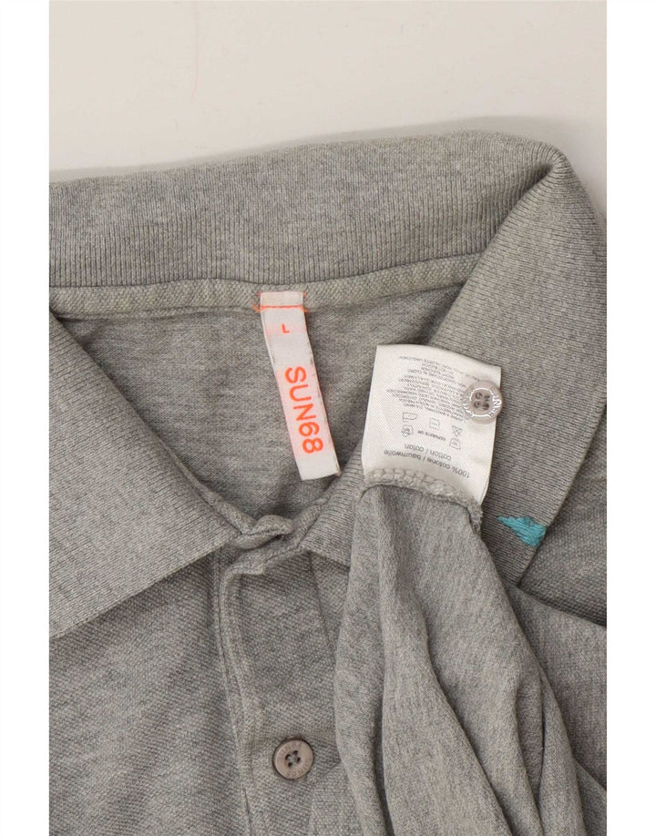 Polo da uomo Sun68 grande in cotone grigio