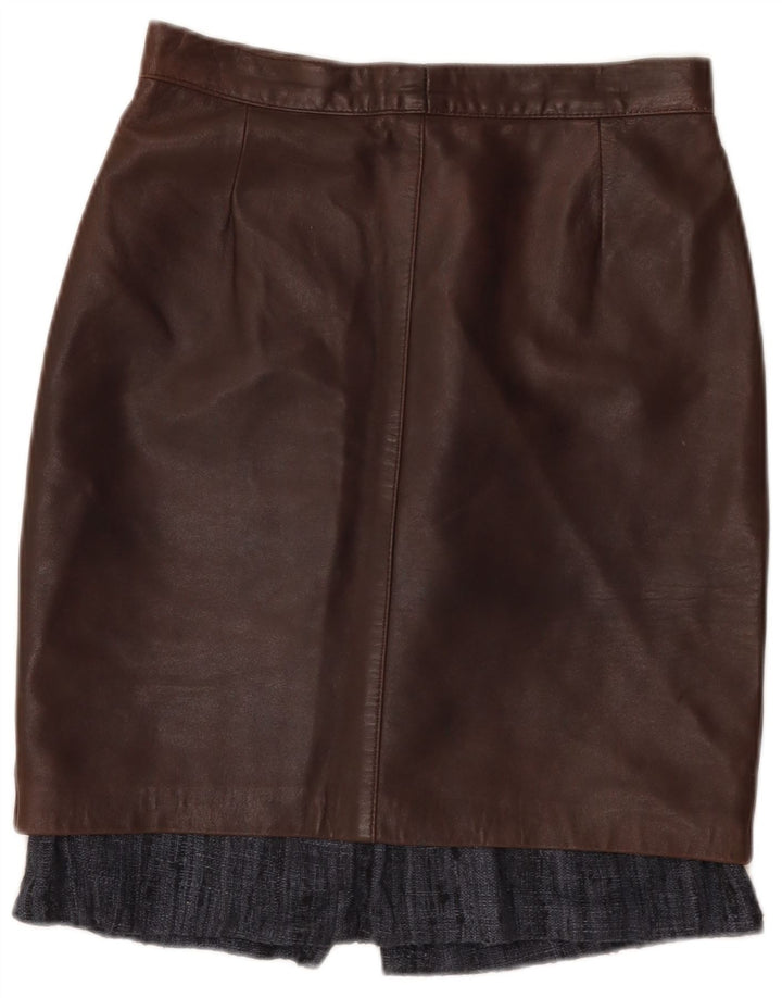 Gonna in pelle vintage da donna W28 in pelle marrone medio