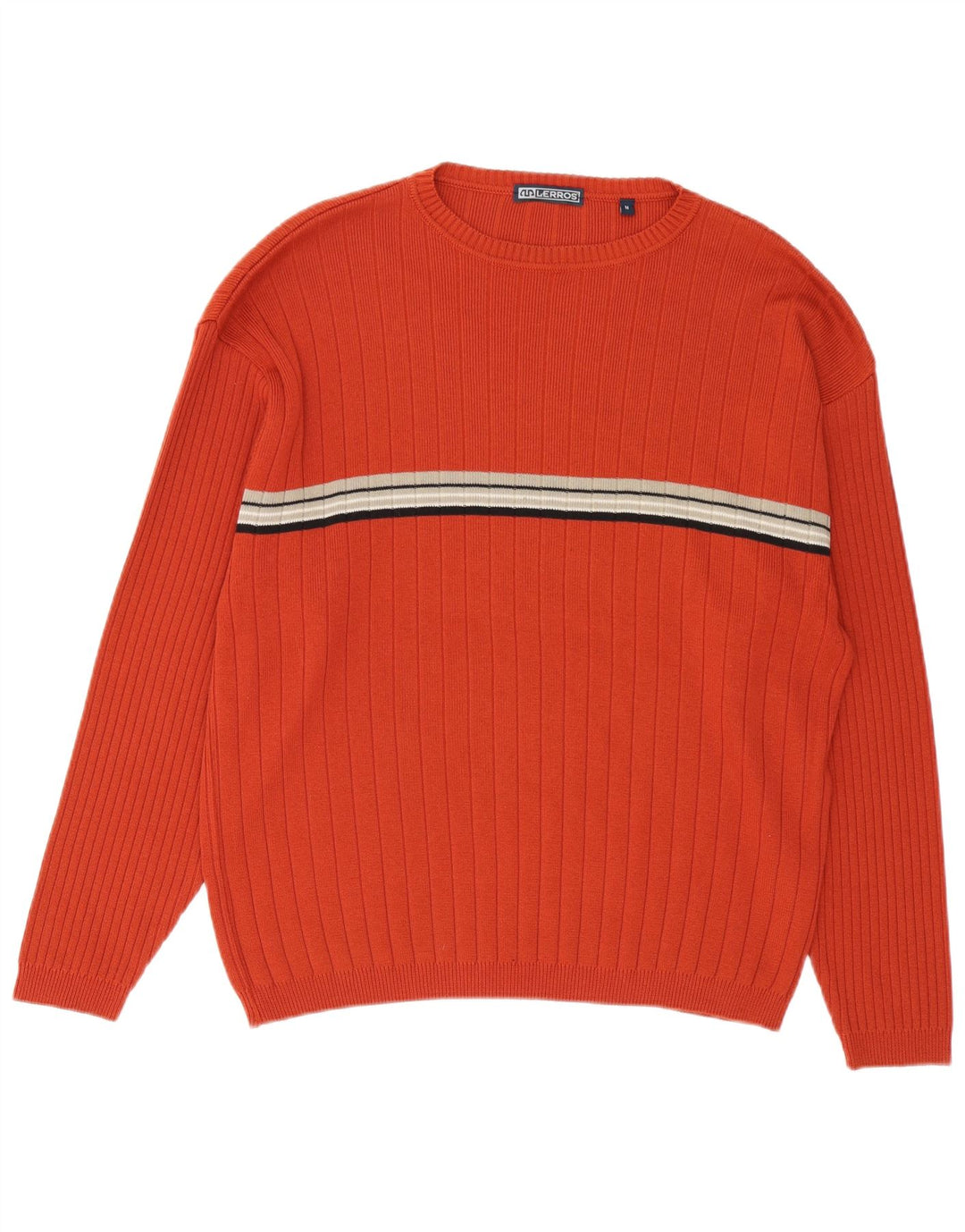Maglione da uomo girocollo Lerros in cotone a righe arancione medio