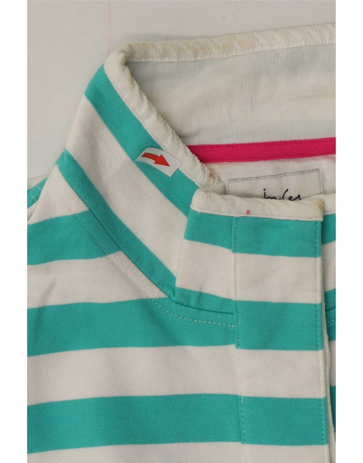 Joules Felpa da Donna con Collo a Bottone, Maglione UK 16, Grande, a Righe Turchesi