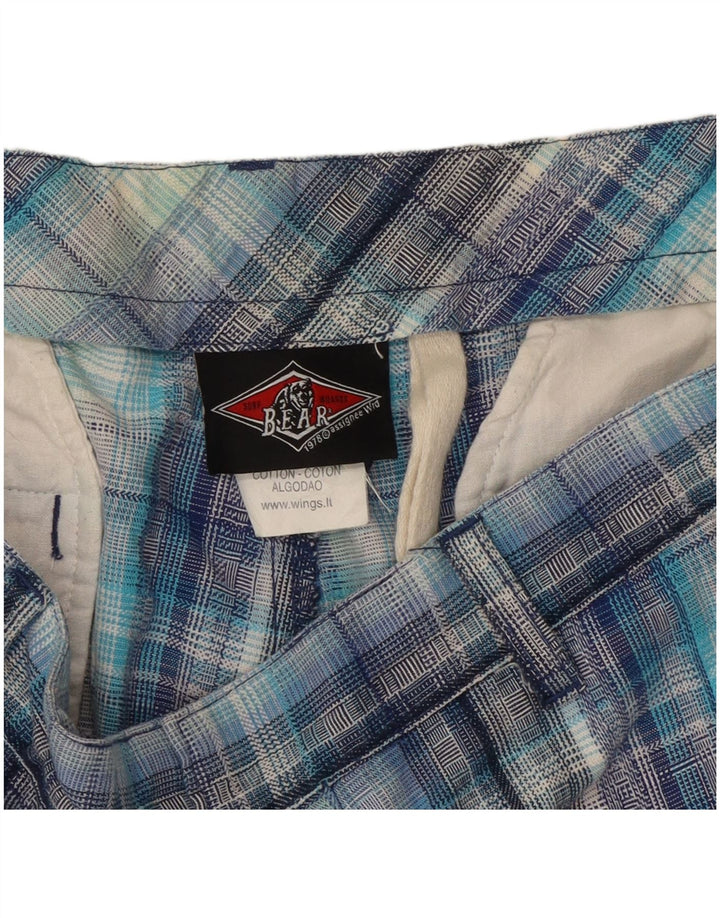 Pantaloncini cargo da uomo Bear W32 in cotone a quadri blu medio