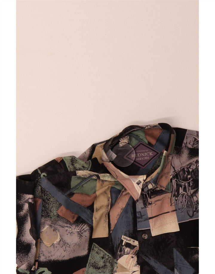 RUDNICK Camicia da uomo a maniche corte con motivo astratto medio multicolore