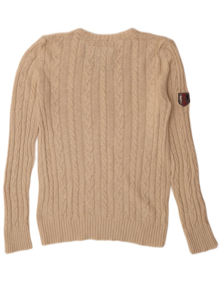 Maglione da uomo girocollo Superdry in cotone beige piccolo
