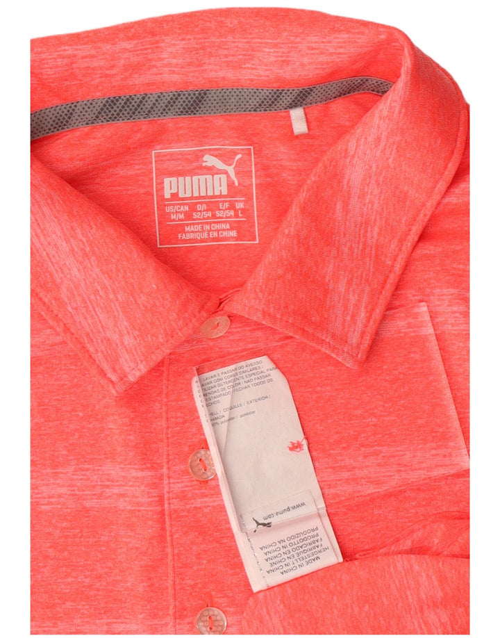 Polo PUMA da uomo in poliestere a righe grandi rosa