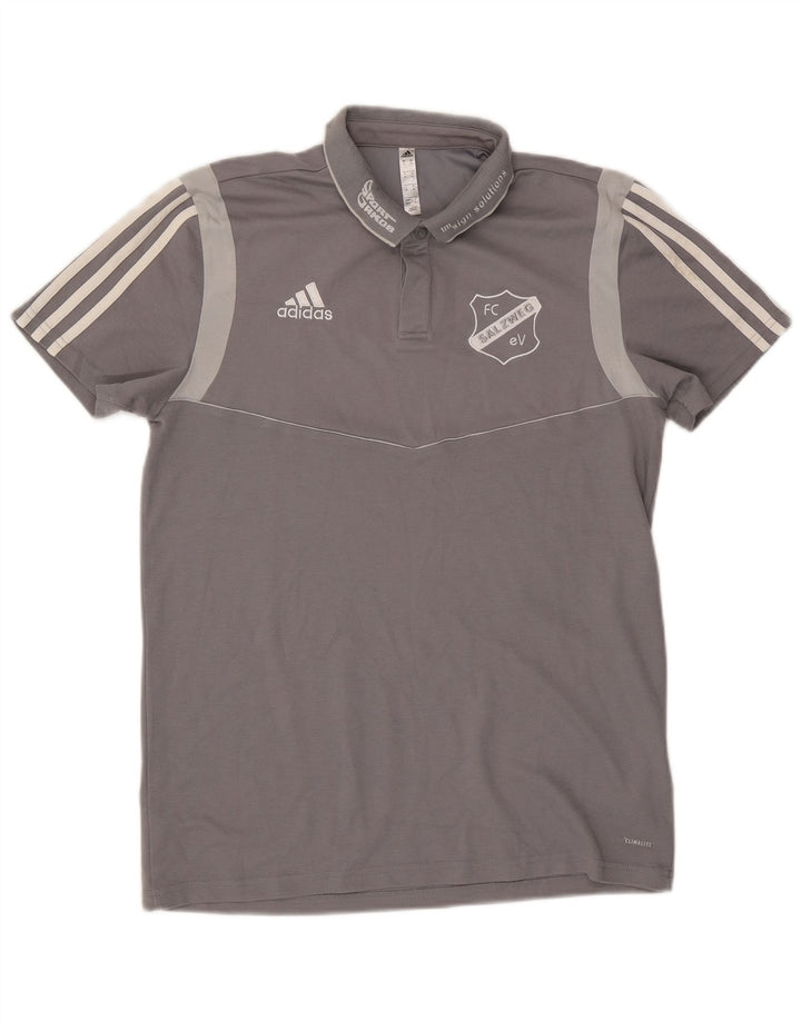 Polo grafica Adidas Climalite da uomo in cotone grigio medio