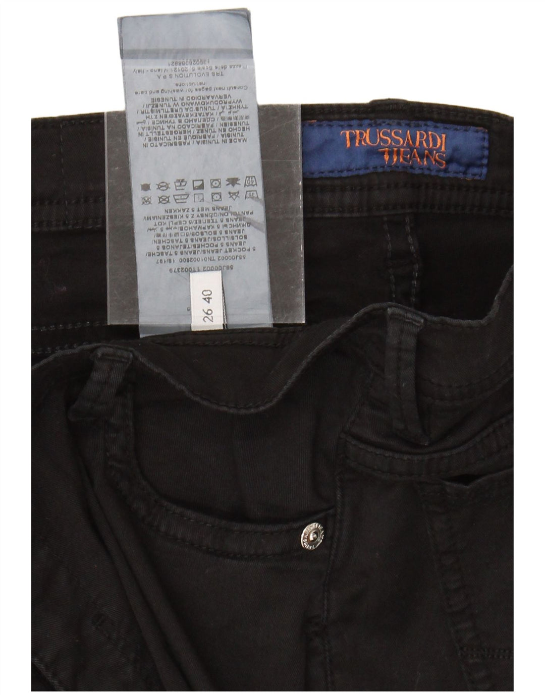 TRUSSARDI Womens Straight Jeans W26 L27 Black Cotton
