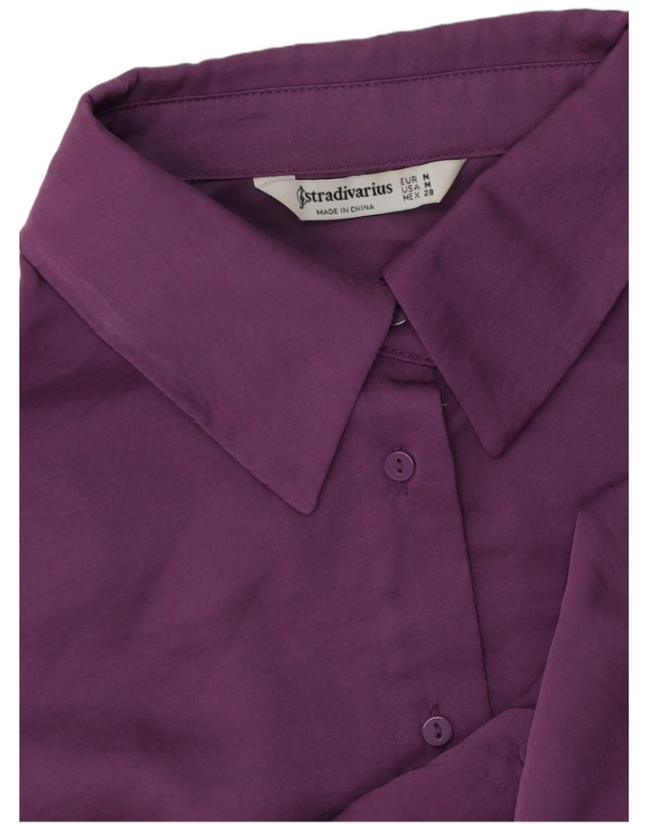 Camicetta camicia oversize corta da donna Stradivarius UK 14 viola medio