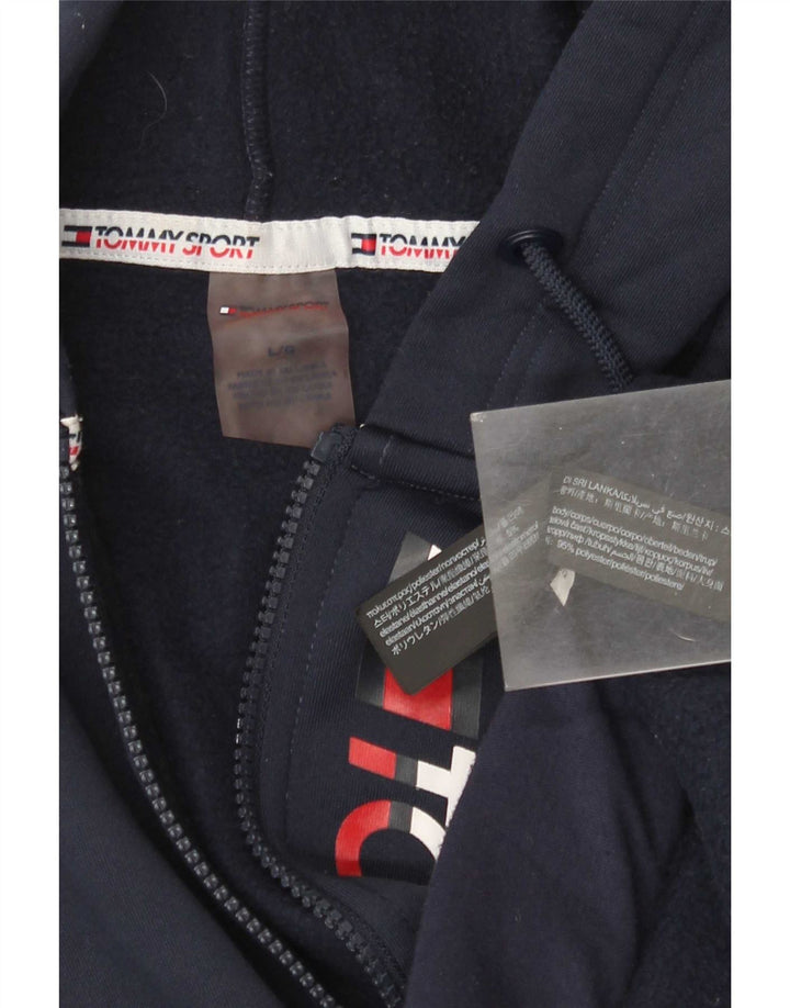 Maglione con cappuccio con zip grafica da uomo Tommy Hilfiger grande poliestere blu navy