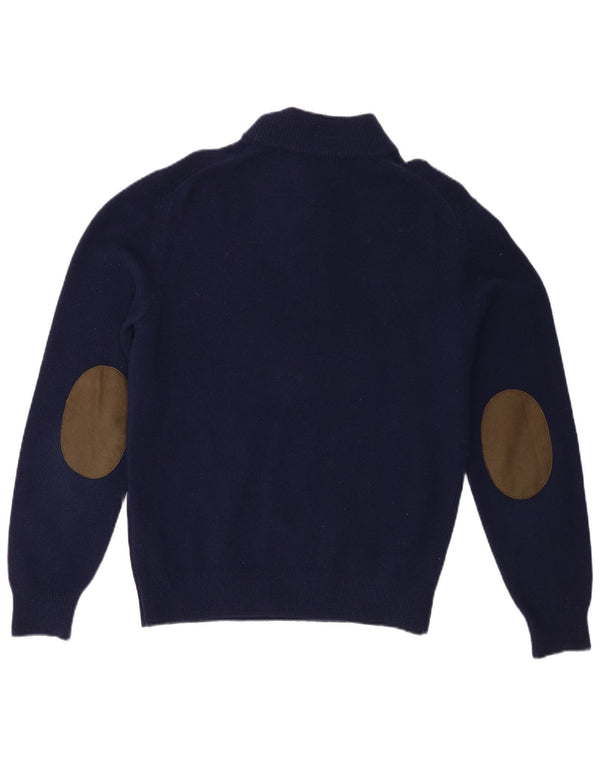 Maglione da uomo Hackett con zip e collo in lana d'agnello medio blu navy