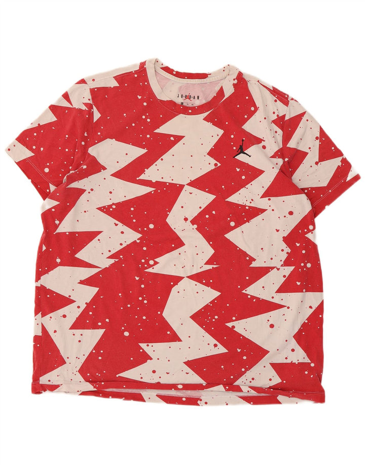 T-shirt Jordan da uomo Top XL rossa in cotone geometrico