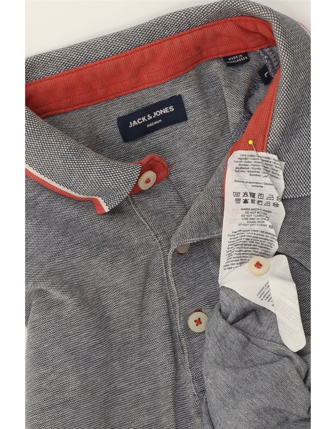 Polo da uomo Jack & Jones grande in cotone chiazzato grigio